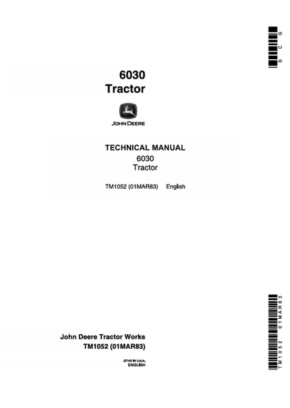 John Deere 6030 Tractor Technical Manual TM1052