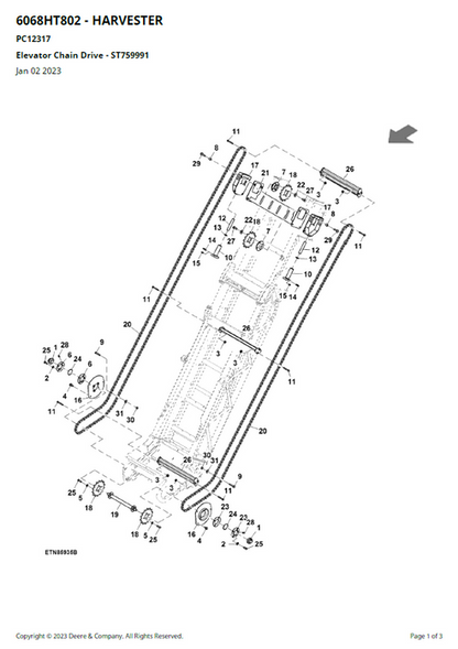 John Deere 6068HT802 Harvester Parts Manual PDF