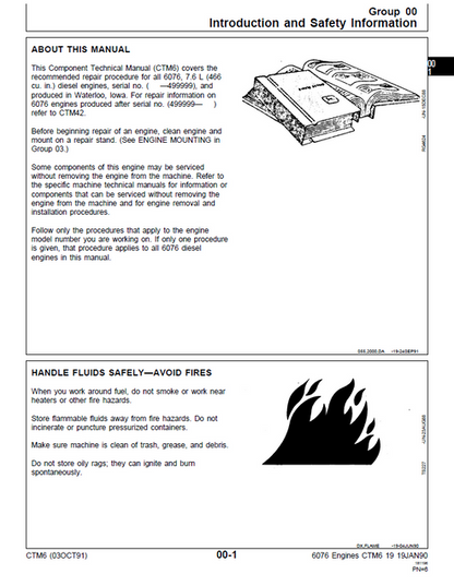 John Deere 6076 Engine Component Service Technical Manual CTM6