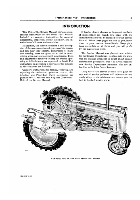 John Deere 60 Series Tractor Technical Service Manual SM2008