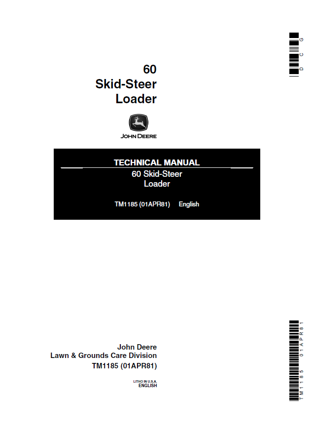 John Deere 60 Skid-Steer Loader Technical Manual TM1185 PDF