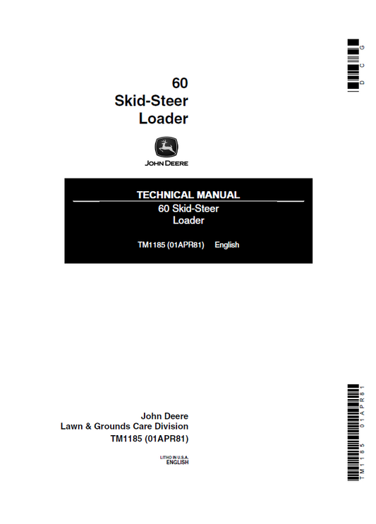 John Deere 60 Skid-Steer Loader Technical Manual TM1185 PDF