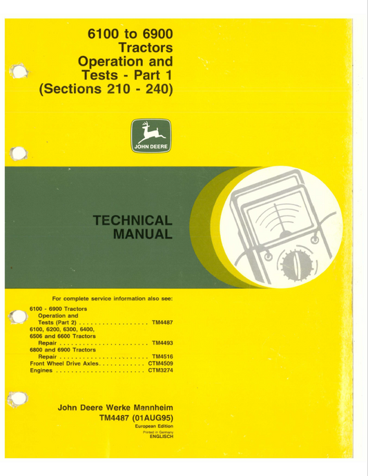 John Deere 6100, 6900 Tractor Technical Manual TM4487 PDF 