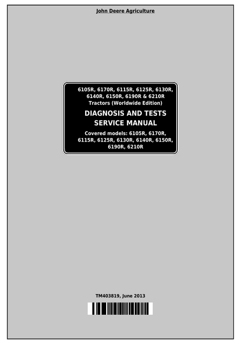 John Deere 6105R-6210R Tractor Diagnosis & Test Manual TM403819