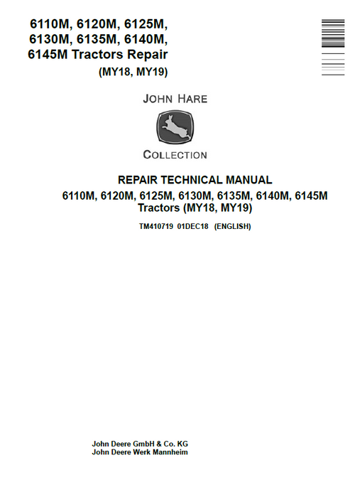John Deere 6110M–6145M Tractor Repair Technical Manual TM410719