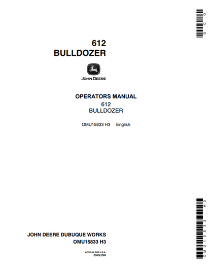 John Deere 612 Bulldozer Operator Manual OMU15833 PDF