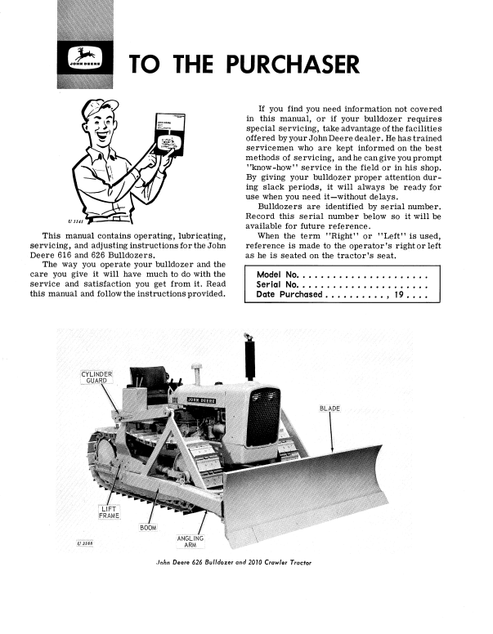 John Deere 616 626 Bulldozer Operating Manual OMU15835