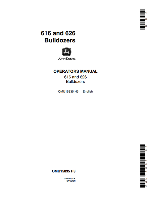 John Deere 616 626 Bulldozer Operator Manual OMU15835 PDF
