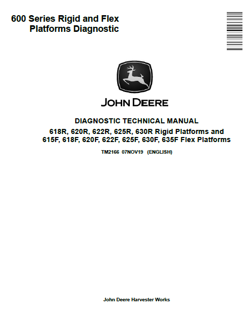 John Deere 618R, 620R, 622R, 625R, 630R Rigid Platforms and 615F, 618F, 620F, 622F, 625F, 630F, 635F Flex Platforms Diagnostic Technical Manual TM2166 PDF 