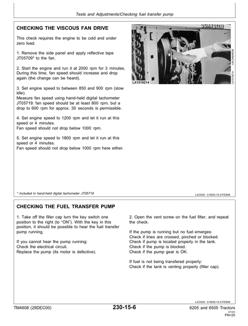John Deere 6205-6505 Tractor Operation Diagnostic Manual TM4608