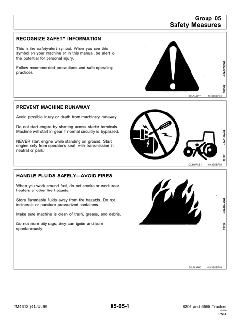 John Deere 6205 6505 Agricultural Tractor Service Manual TM4612