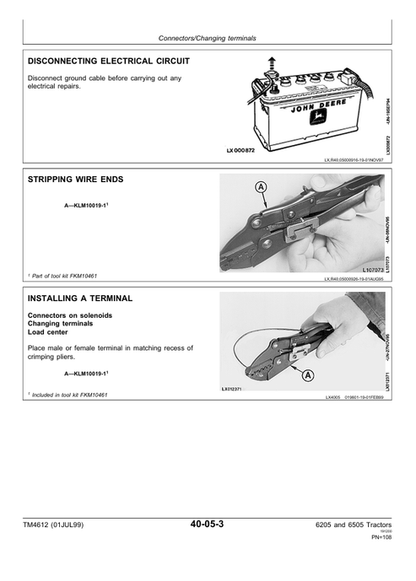 John Deere 6205 6505 Tractor Technical Repair Manual TM4612