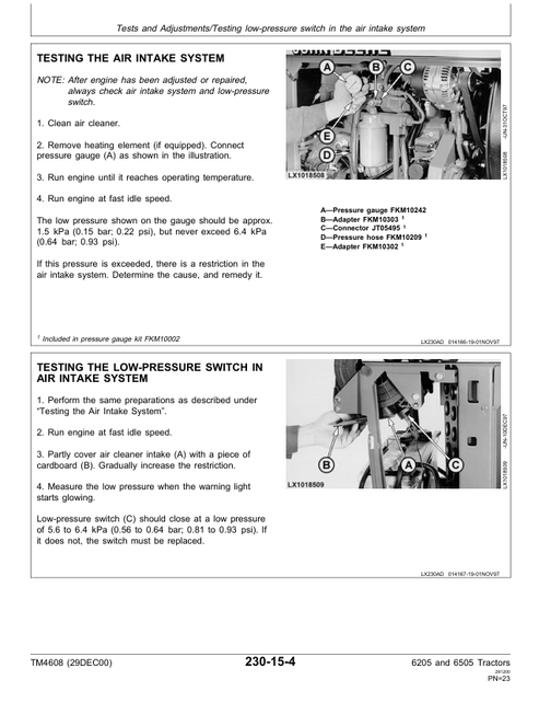 John Deere 6205 & 6505 Tractor Technical Test Manual PDF