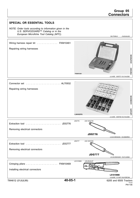 John Deere 6205 & 6505 Tractor Workshop Repair Manual TM4612