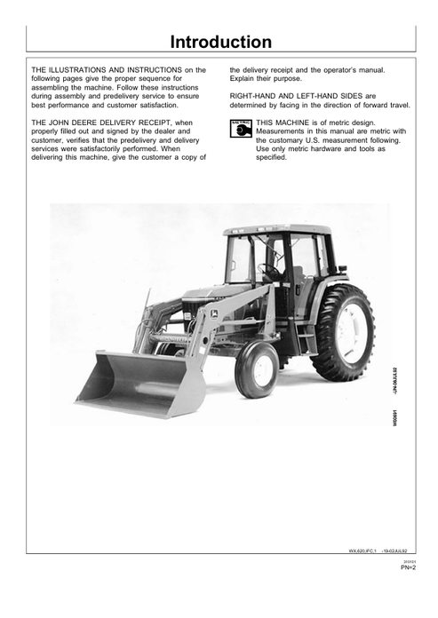 John Deere 620 Loader Pre-Delivery Inspection & Setup Manual