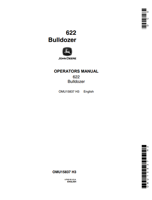 John Deere 622 Bulldozer Operator Manual OMU15837 PDF