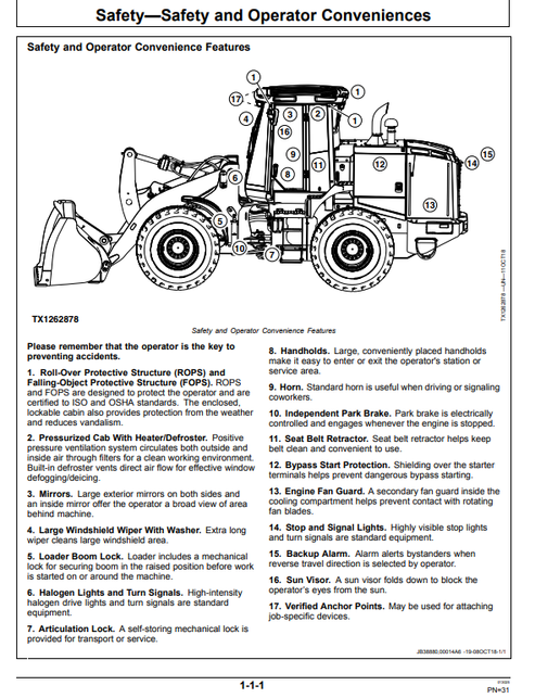 John Deere 624L 4WD Loader Manual OMT406389X19