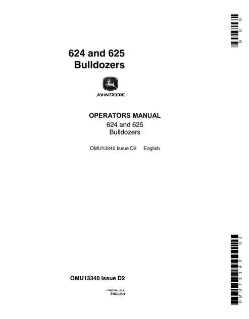 John Deere 624 & 625 Bulldozer Operator Manual OMU13340 PDF