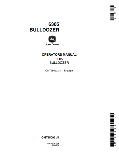 John Deere 6305 Bulldozer Operator Manual PDF OMT25092