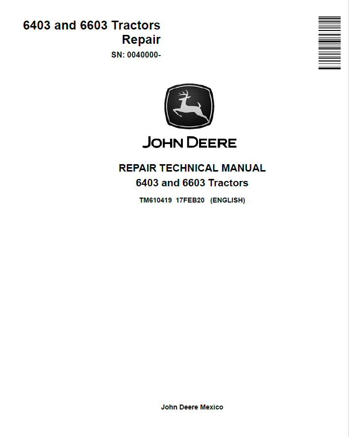 John Deere 6403 and 6603 Tractor Repair Technical Manual TM610419 PDF