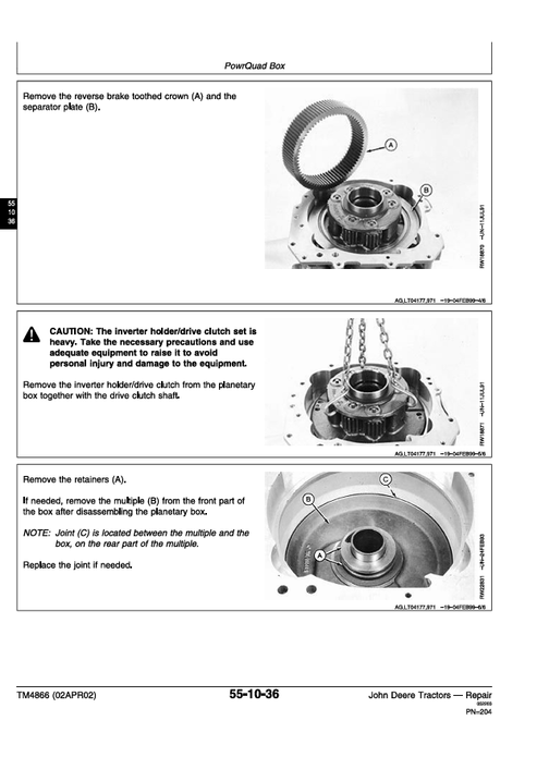 John Deere 6405 and 6605 Agricultural Tractor Repair Manual