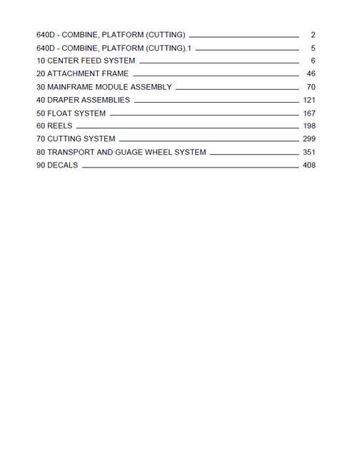 John Deere 640D Combine Cutting Platform Parts Catalogue PC9813
