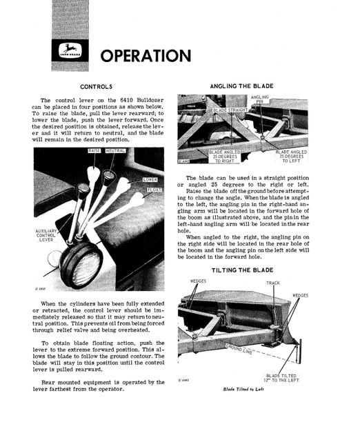 John Deere 6410 Bulldozer Operating Manual OMT25427 PDF