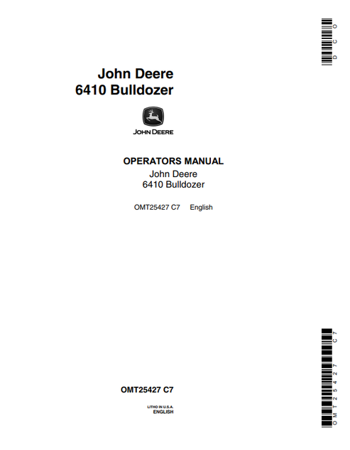 John Deere 6410 Bulldozer Operator Manual PDF OMT25427