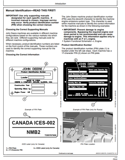 John Deere 644 G-Tier 4WD Loader Operation Manual OMT471622X019