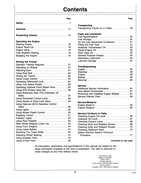 John Deere 655 755 855 955 Compact Tractor Operation Manual OMM92614
