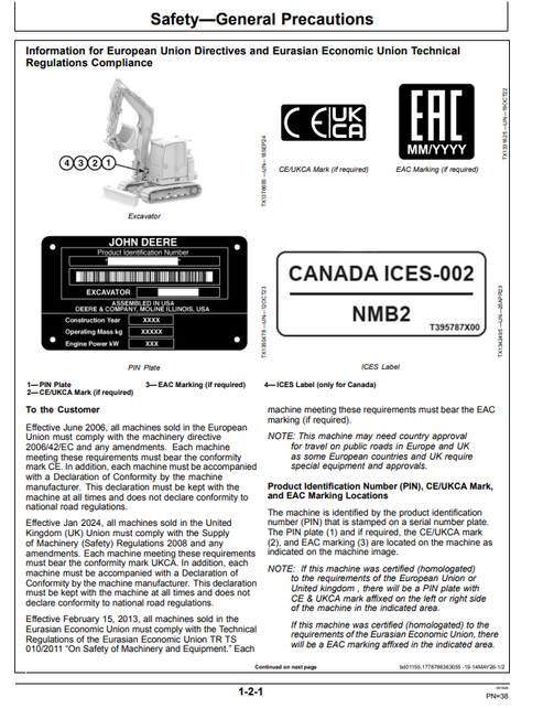 John Deere 65 P Excavator Manual OMT532551X019 PDF