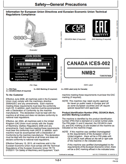 John Deere 65 P Excavator Manual OMT532551X019 PDF