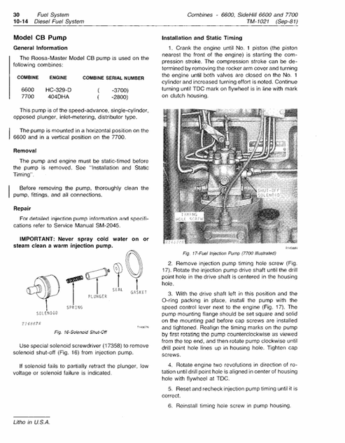 John Deere 6600 7700 Combine Technical Service Manual PDF TM1021