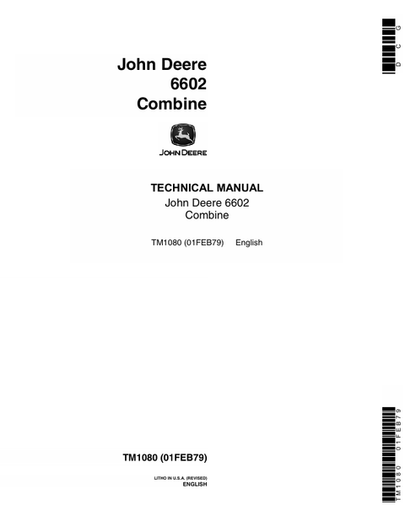 John Deere 6602 Combine Technical Manual TM1080
