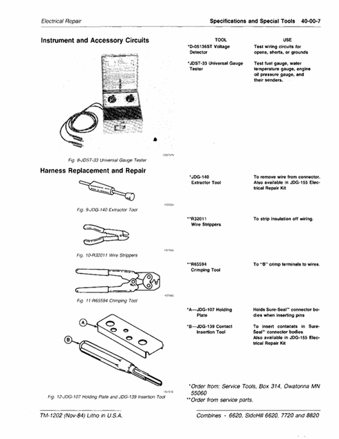 John Deere 6620 7720 8820 Combine Repair & Service Manual TM1202