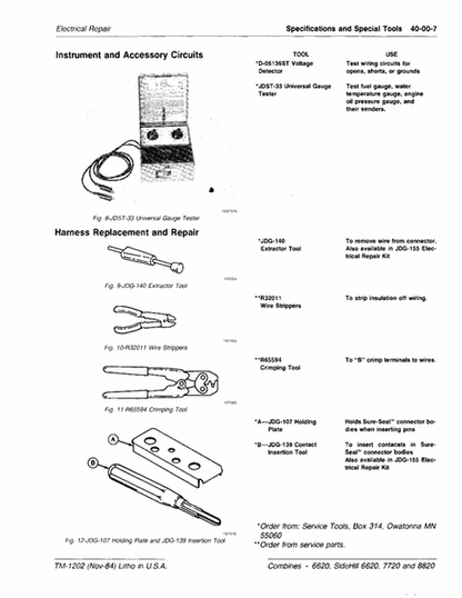 John Deere 6620 7720 8820 Combine Repair & Service Manual TM1202