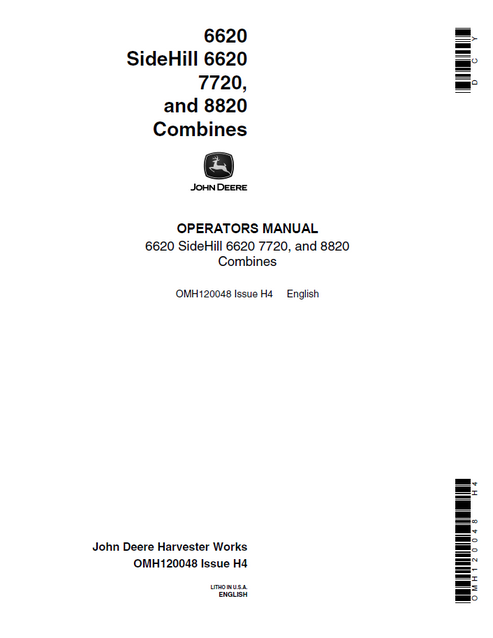 John Deere 6620 Sidehill, 6620, 7720 & 8820 Combine Operator Manual