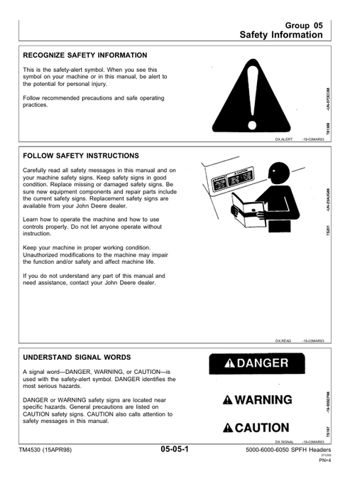 John Deere 664-666R Row-Crop Header Technical Manual TM4530 PDF