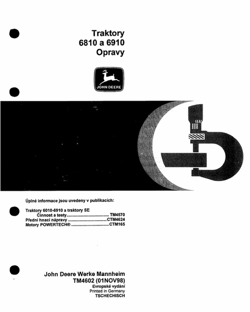 John Deere 6810 6910 Tractor Technical Manual TM4602 PDF