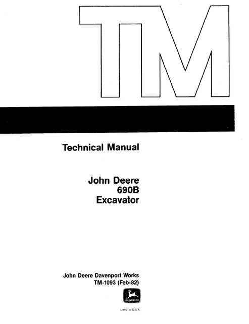 John Deere 690B Excavator Technical Service Manual TM1093