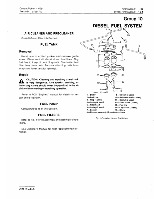 John Deere 699 Cotton Picker Maintenance Manual PDF TM1054
