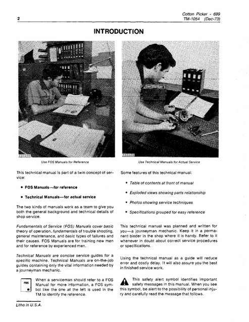 John Deere 699 Cotton Picker Service & Repair Manual TM1054