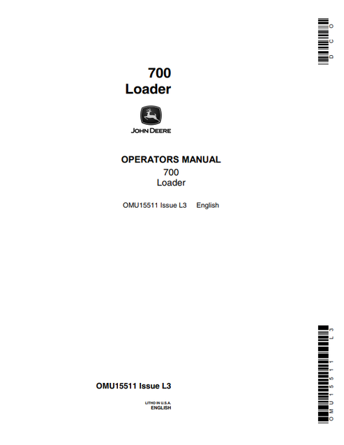 John Deere 700 Loader Operator Manual OMU15511 PDF