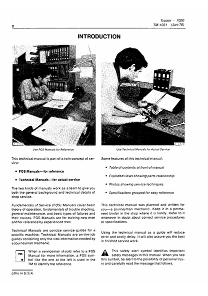 John Deere 7020 Tractor Service & Repair Technical Manual
