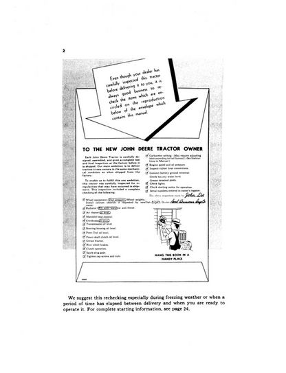John Deere 70 Standard Vintage Tractor Manual OMR2036