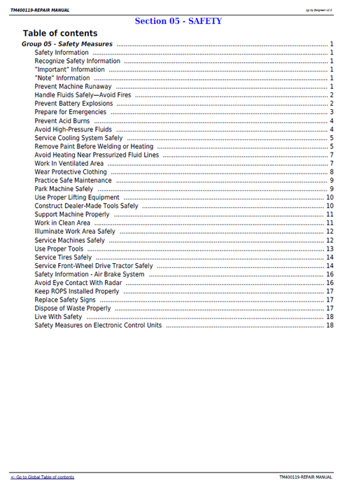 John Deere 7130 & 7230 Premium Tractor Maintenance PDF Manual