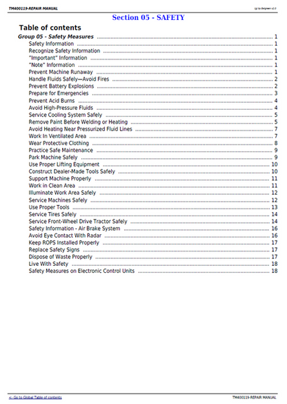John Deere 7130 & 7230 Premium Tractor Maintenance PDF Manual