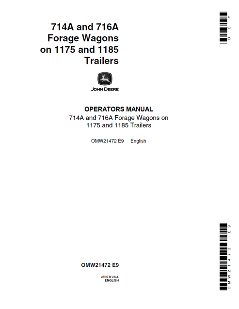 John Deere 714A 716A Forage Wagon Operator Manual OMW21472