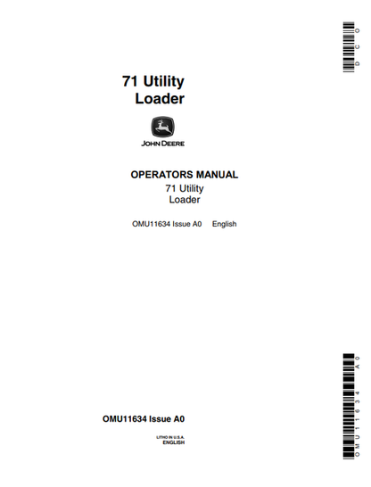 John Deere 71 Utility Loader Operator Manual OMU11634 PDF