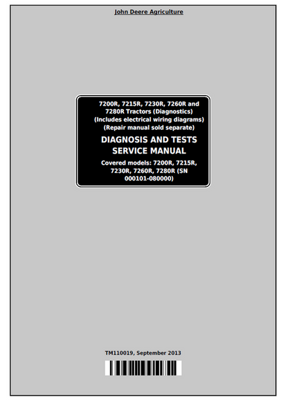 John Deere 7200R–7280R Tractor Diagnosis & Test Service Manual